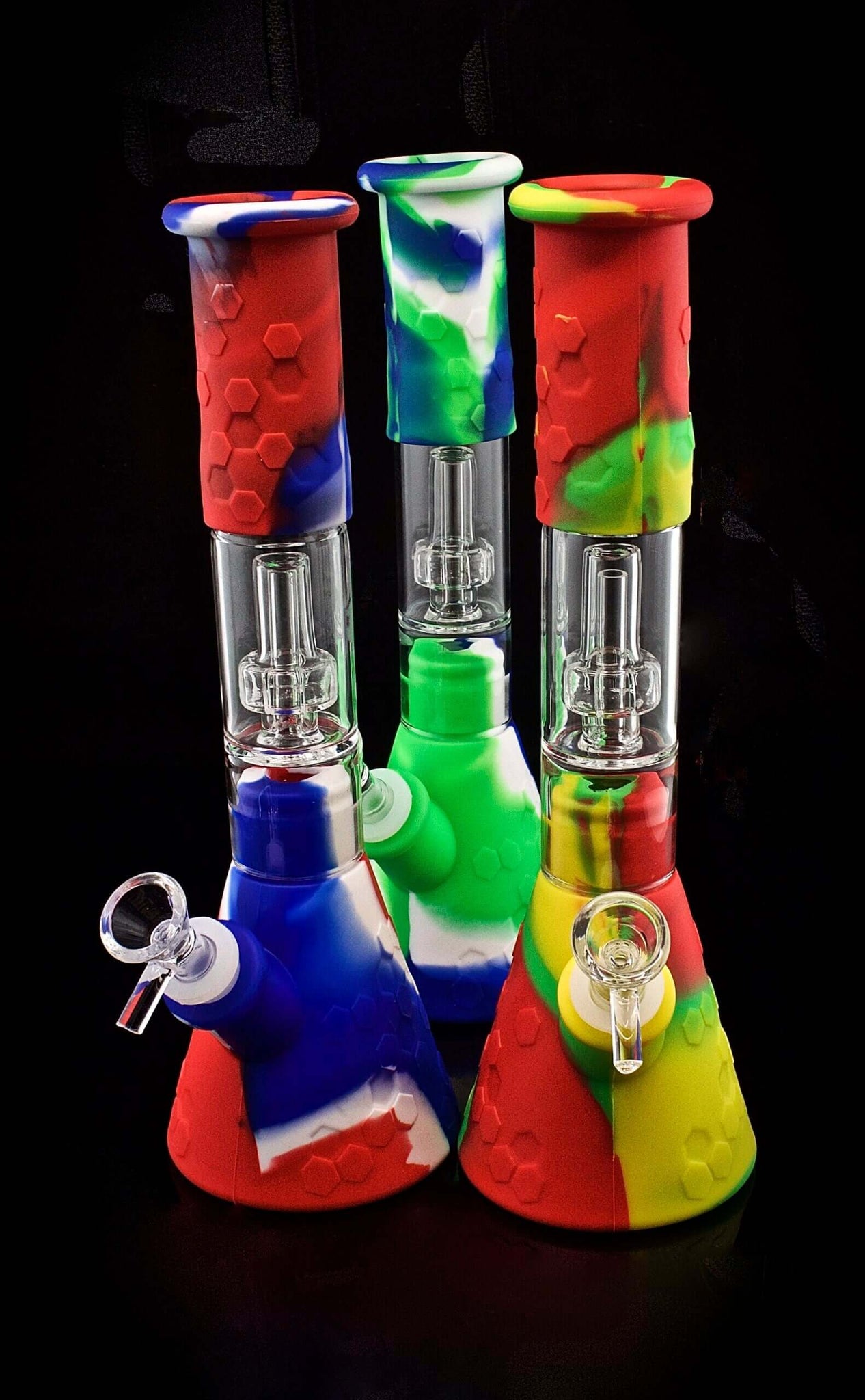 11" Silicone Beaker Water Pipe w/ Glass Perc-19