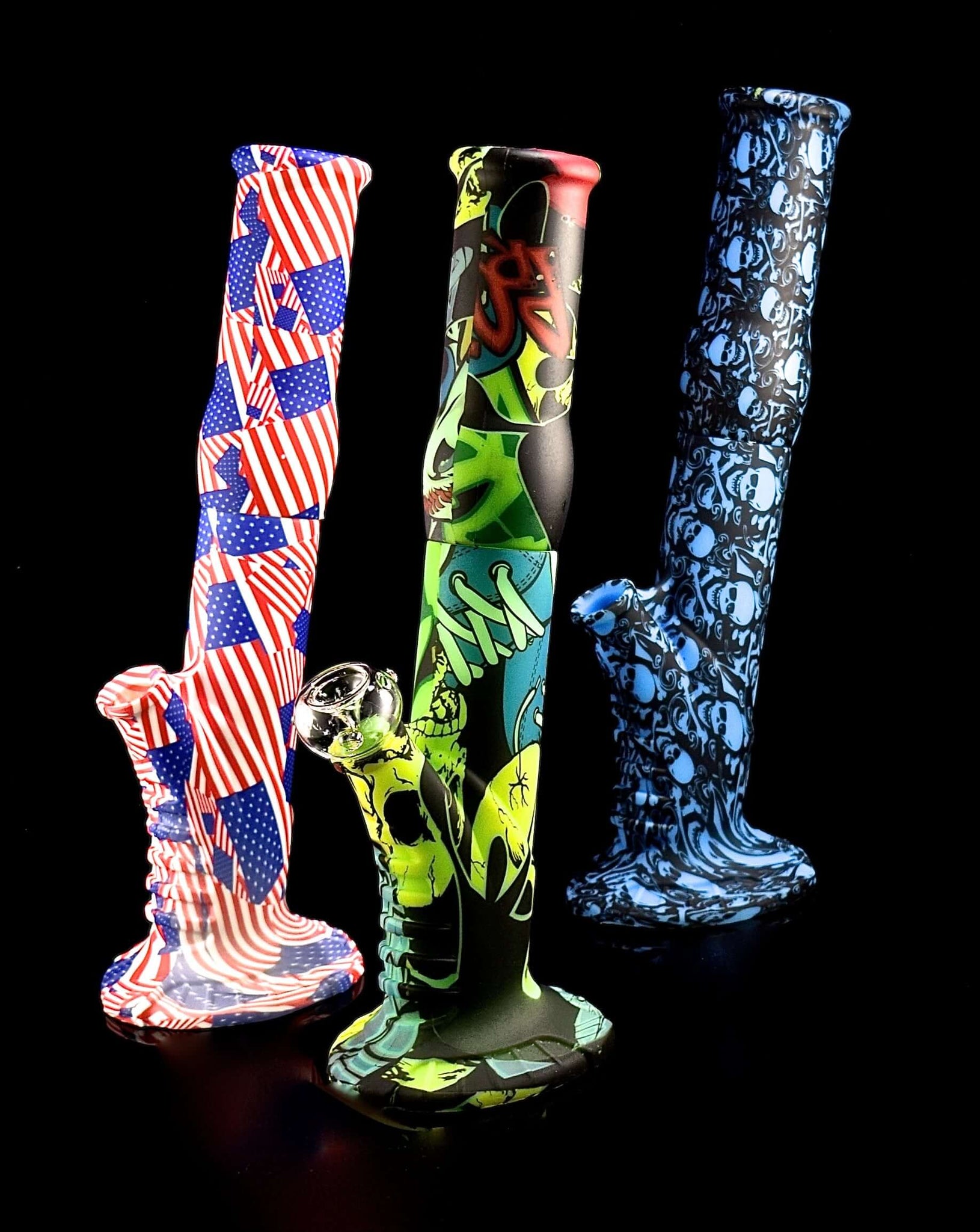 14" PRINTED SILICONE WATER PIPE-49