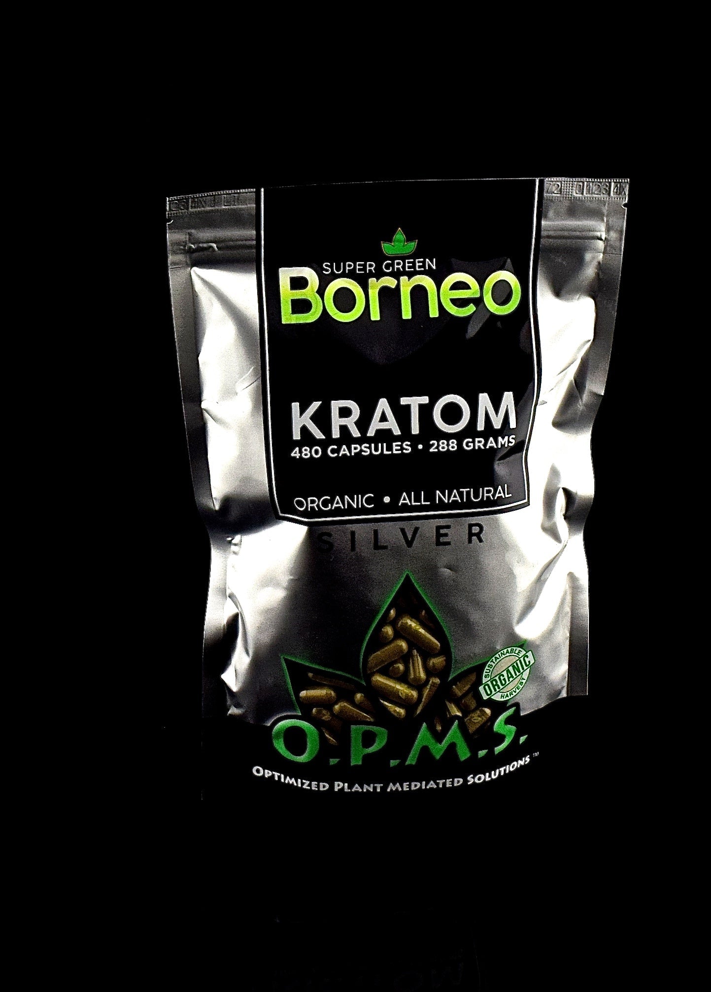 O.P.M.S. Silver - Red Vein Sumatra Kratom Malaysian Maeng Da, Thai, Bali, Vietnam, 480 Caps Kratom-1118