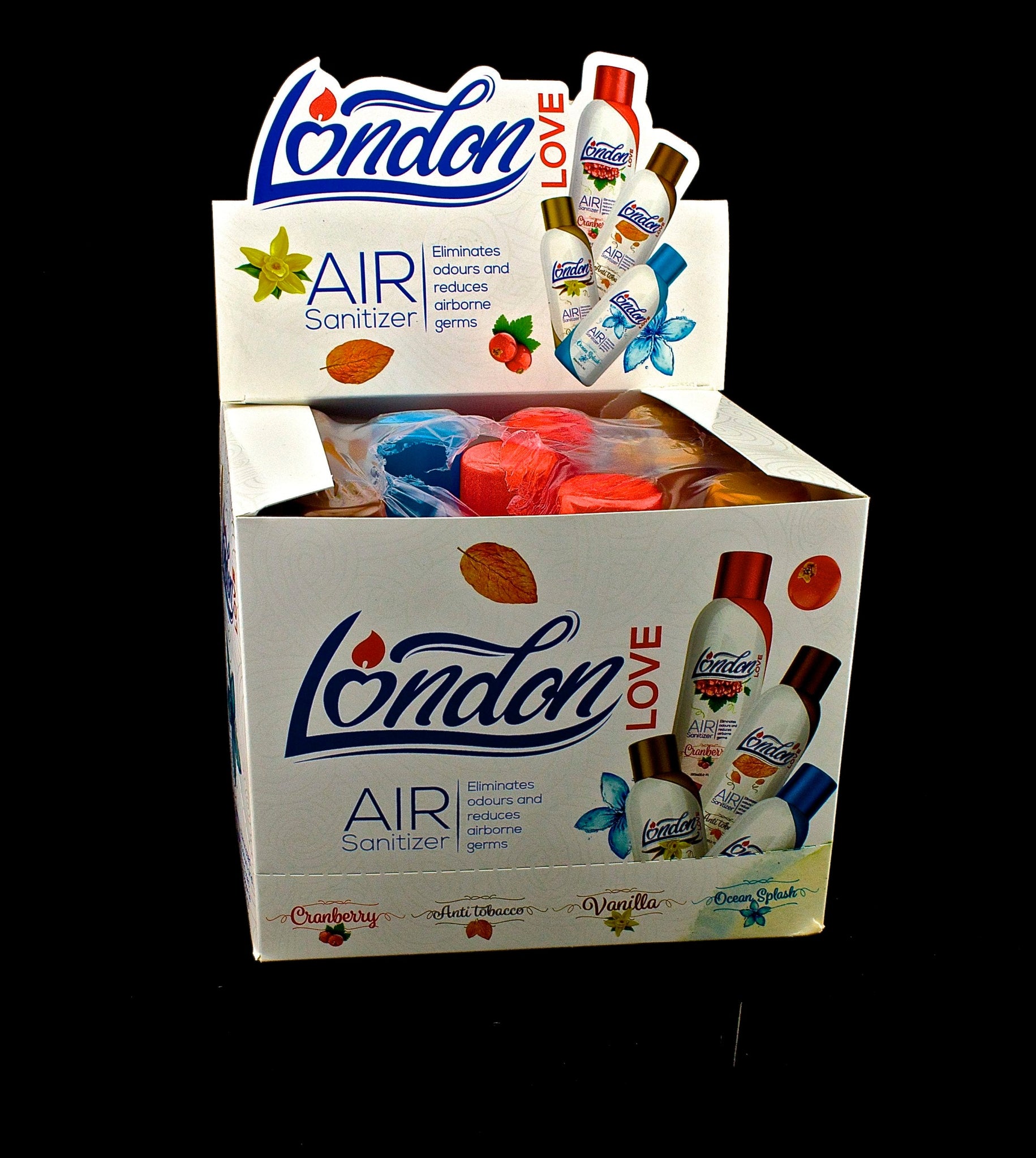 London Love Air Sanitizer - 12 Pack Display Box - 4 Scents-1026
