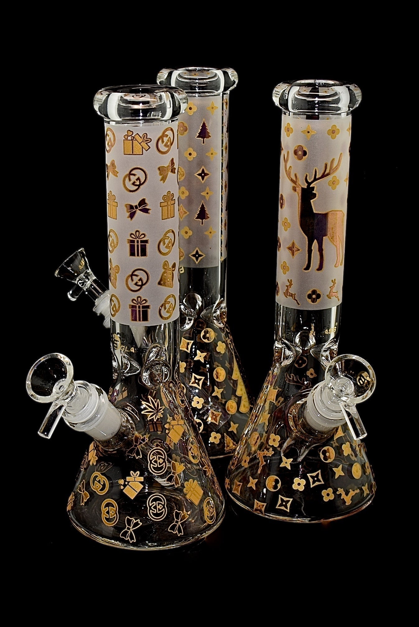 6B GLASS - Gold Decal Smoking Glass Water Pipe | Outer Limit Sales-2020B92