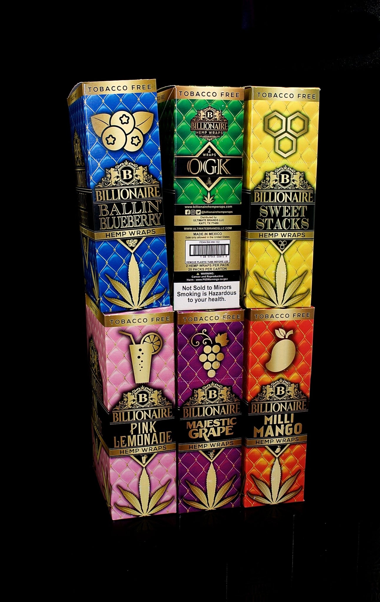Billionaire Hemp Wraps - Sweet Stacks,Pink Lemonade,Milli Mango,Majestic Grape, Ogk, Ballin Blueberry-373