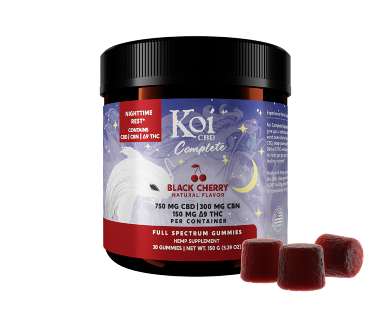Koi CBD, Complete Full Spectrum CBD Gummies – Nighttime Rest, Orange Cream, 30ct, 300mg CBN + 150mg Delta-9 THC + 750mg CBD-961