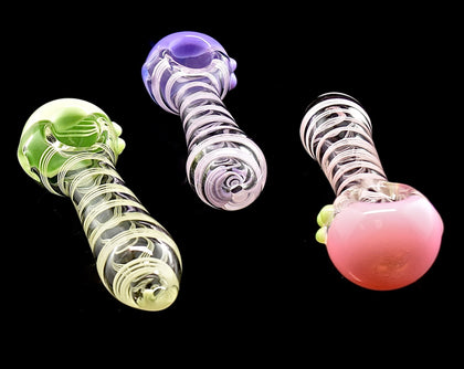 Slim Color Neon Striped Glass Pipe -Outer Limit Sales -1875