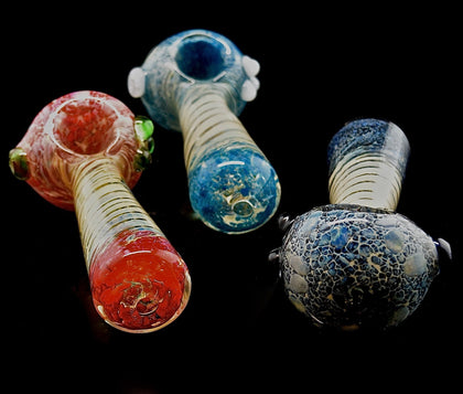 Colorful Squiggle Striped Frit Glass Pipe only Outer Limit Sales - 1850