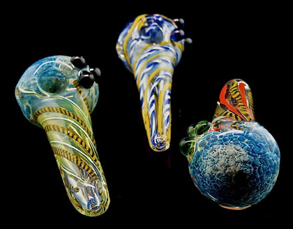 Fumed Swirl Striped Glass Pipe only Outer Limit Sales -1851