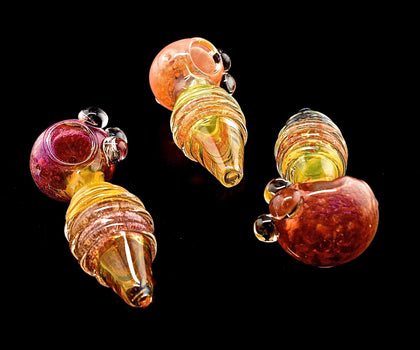 Gold Fumed Squiggle Striped Slime Glass Pipe | Outer Limit Sales -1872