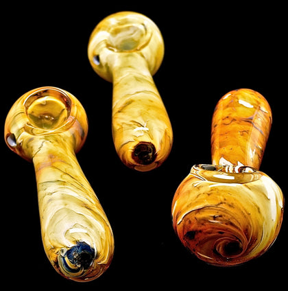 Yellow Hand Crafted Inside Out Frit Work Glass Pipe 5 Inches-1811