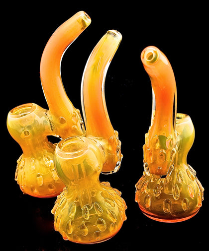 Gold Fumed Glass Sherlock Bubbler | Outer Limit Sales -1964