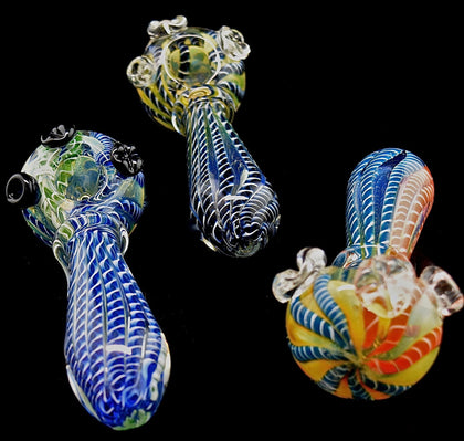 Color Changing Multicolor Striped Glass Pipe -1831