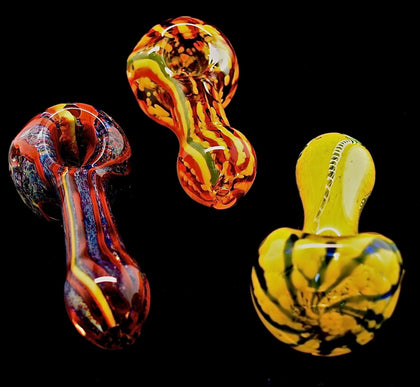 Color Changing Multicolor Striped Ring Glass Pipe - 1918