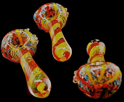 Multicolor Striped Clear Glass Pipe -1821