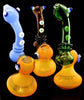 8" Gold Flaming slim color Smoking Glass Sherlock Bubbler -1982