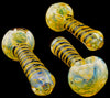 Gold Glass Pipe Iridescent Fumed Spoon Pipe Orange Glitter Navy + Aqua Streaks Iridescent Chrome Heady Glass Tobacco Pipe Art-1846