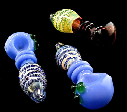 Slim Neon Squiggle Striped Glass Pipe | Outer Limit Sales -1919