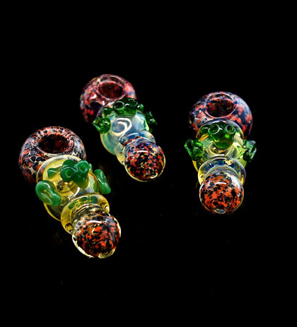 Colorful flower Glass Pipe Hand Spoon Smoking Tobacco Pipes-478